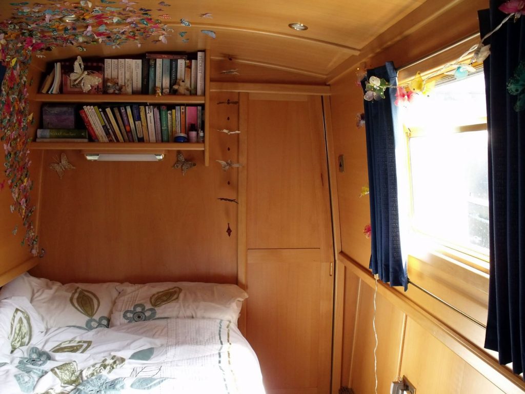 Bedroom in narrowboat Audrey Too